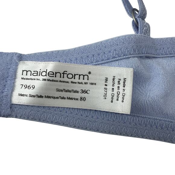 Maidenform One Fabulous Fit Bra Panty Lingerie Set Pale Blue Womens 36C/Large - Picture 7 of 11